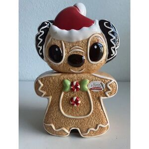 Disney Stitch Gingerbread Cookie Jar Christmas Holiday Ceramic Hand Painted NEW